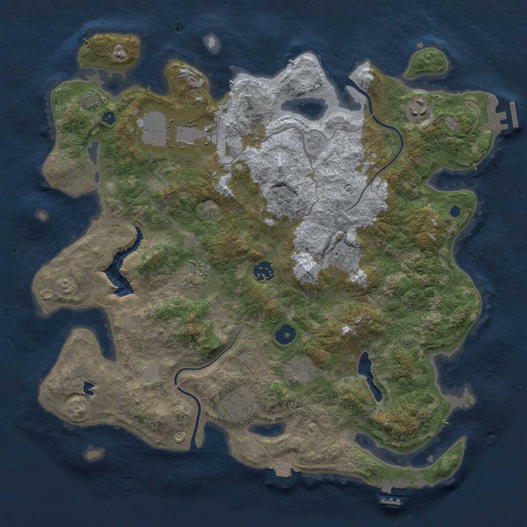 Rust Map: Procedural Map, Size: 4000, Seed: 87563, 13 Monuments