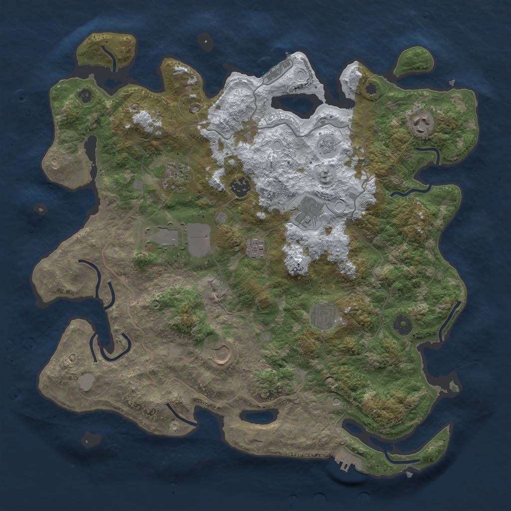 Rust Map: Procedural Map, Size: 4000, Seed: 87563, 17 Monuments