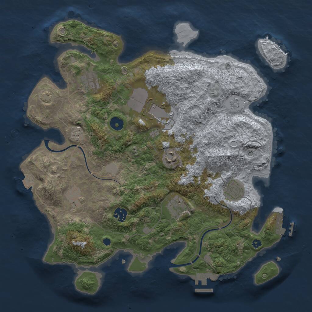 Rust Map: Procedural Map, Size: 3500, Seed: 570449536, 14 Monuments