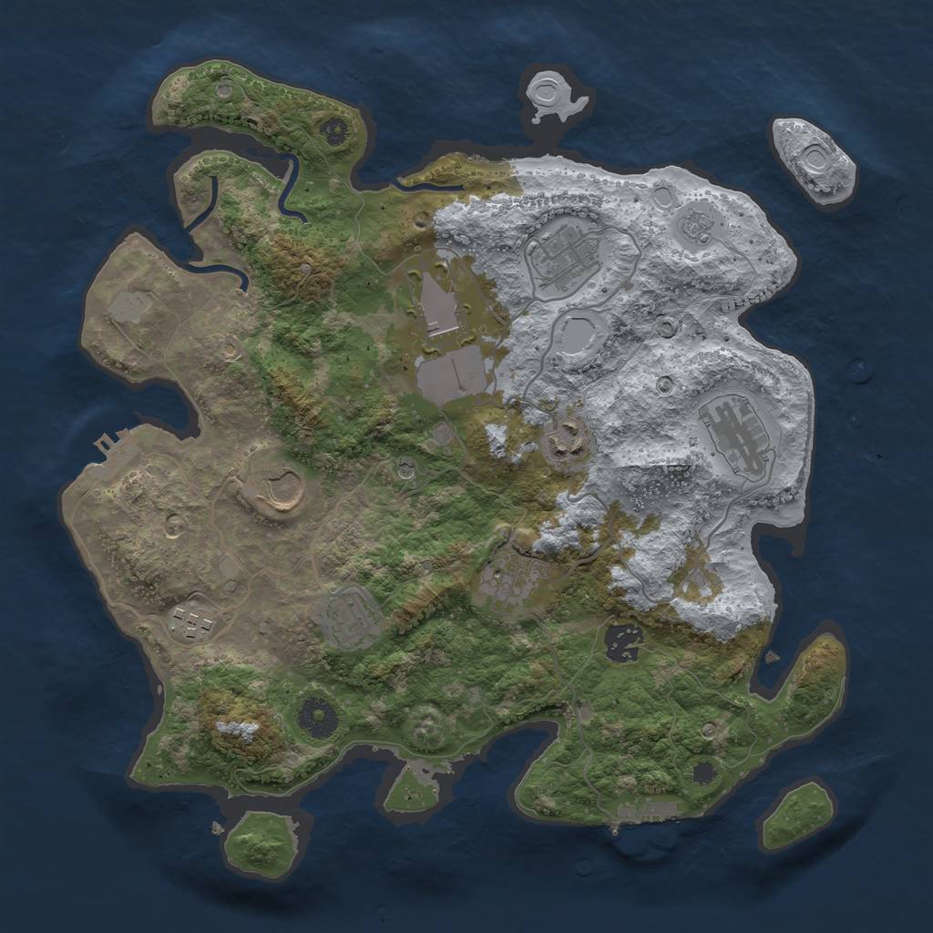 Rust Map: Procedural Map, Size: 3500, Seed: 570449536, 16 Monuments