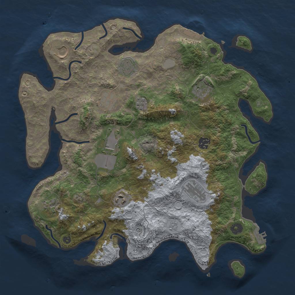 Rust Map: Procedural Map, Size: 3750, Seed: 165454, 19 Monuments