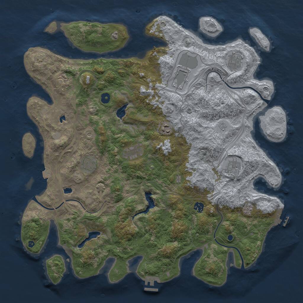 Rust Map: Procedural Map, Size: 4500, Seed: 2132504126, 15 Monuments