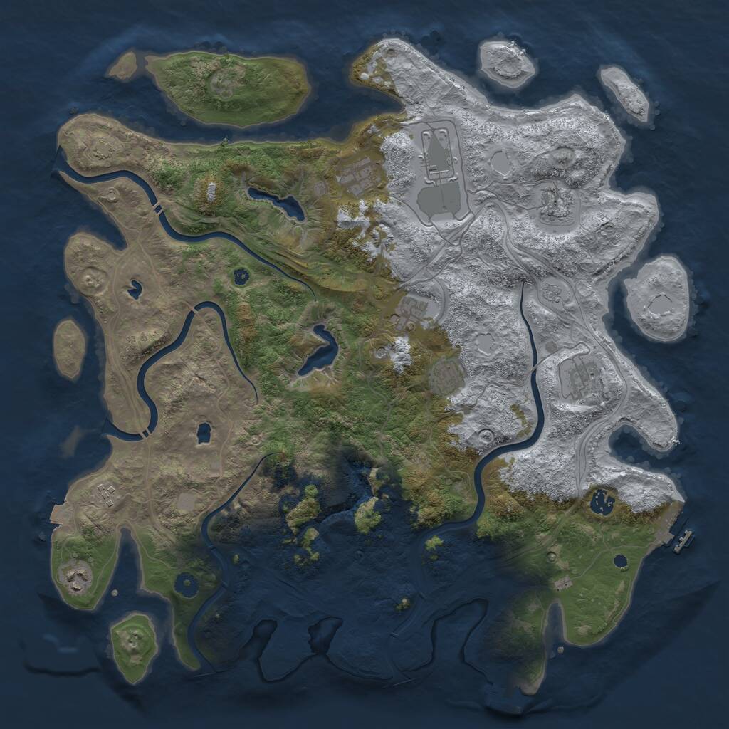 Rust Map: Procedural Map, Size: 4500, Seed: 2132504126, 15 Monuments