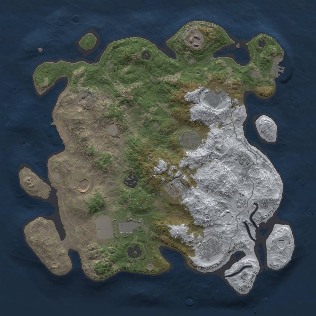 Rust Map: Procedural Map, Size: 3500, Seed: 1128317890, 17 Monuments