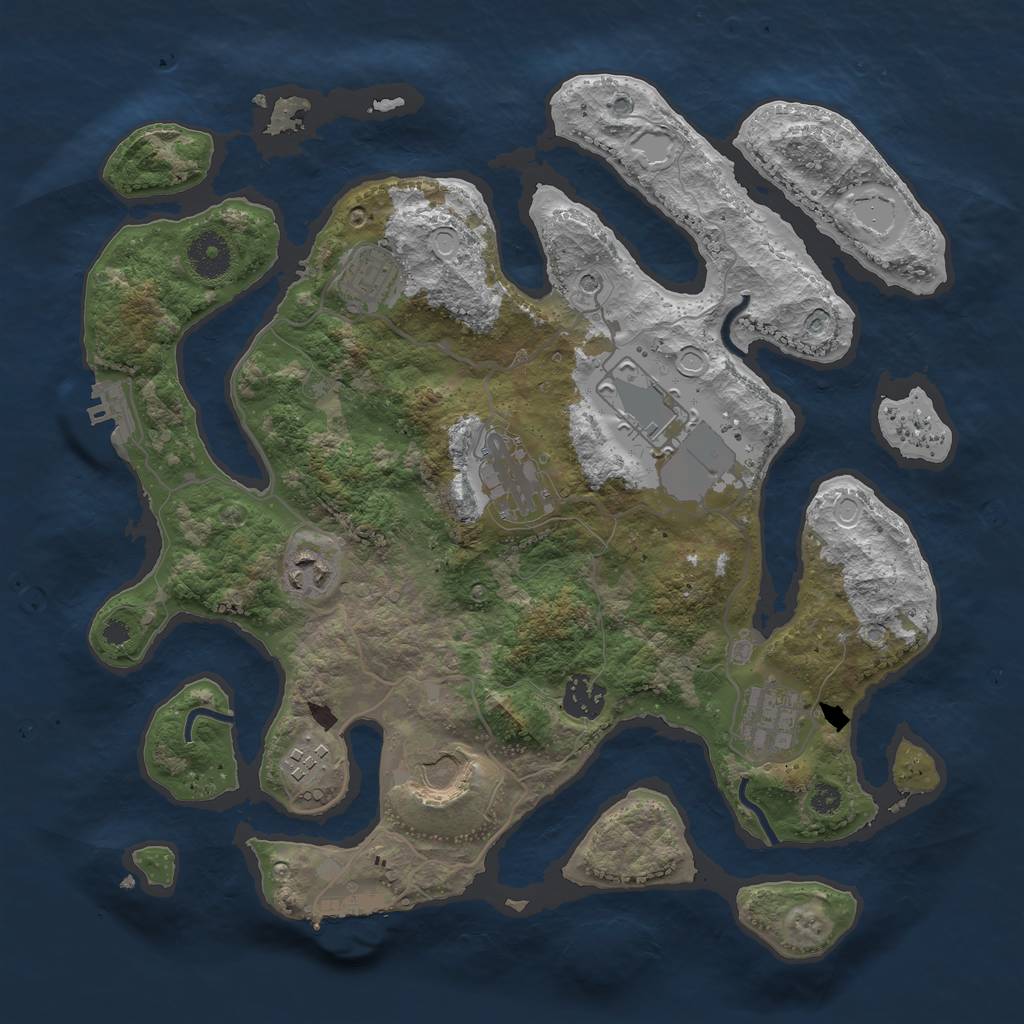 Rust Map: Procedural Map, Size: 3500, Seed: 1110882118, 16 Monuments