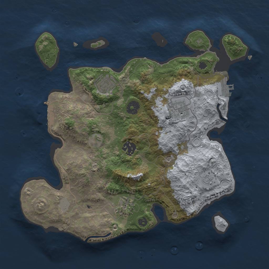 Rust Map: Procedural Map, Size: 3000, Seed: 1281017825, 13 Monuments