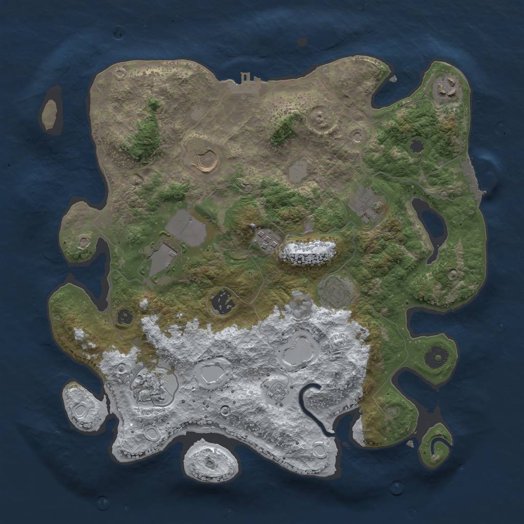 Rust Map: Procedural Map, Size: 3500, Seed: 42157369, 17 Monuments