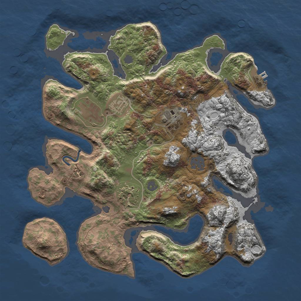 Rust Map: Procedural Map, Size: 3000, Seed: 44265965, 10 Monuments