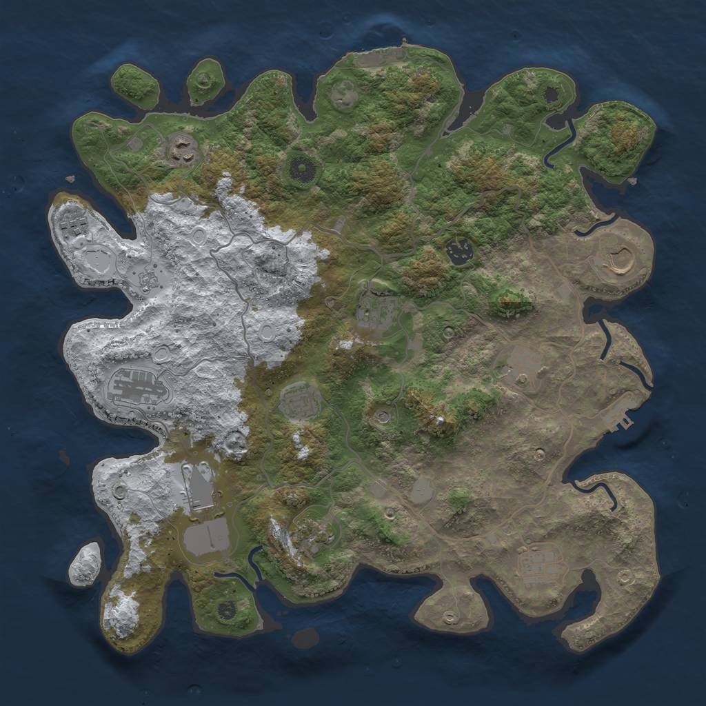 Rust Map: Procedural Map, Size: 4000, Seed: 1852217296, 20 Monuments