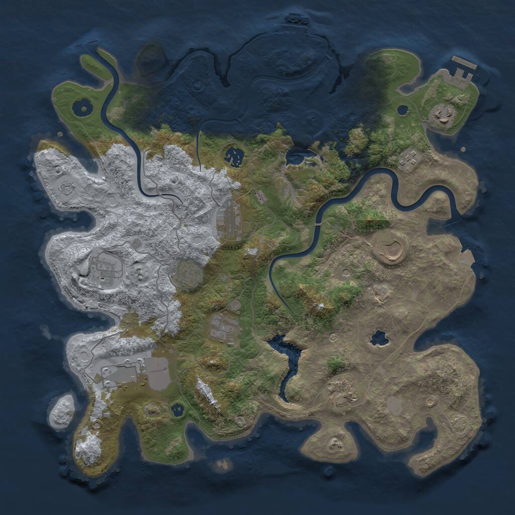 Rust Map: Procedural Map, Size: 4000, Seed: 1852217296, 16 Monuments