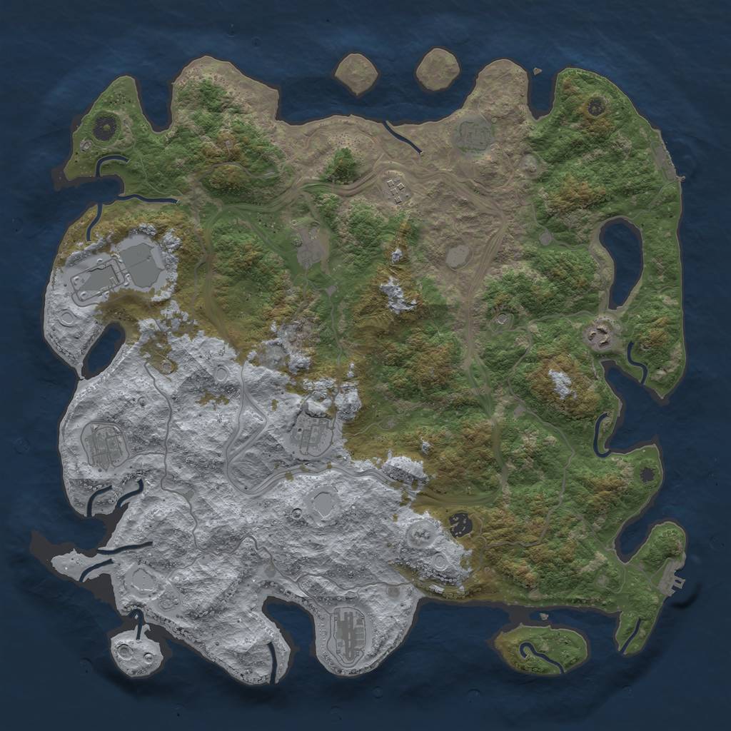 Rust Map: Procedural Map, Size: 4500, Seed: 5319, 18 Monuments