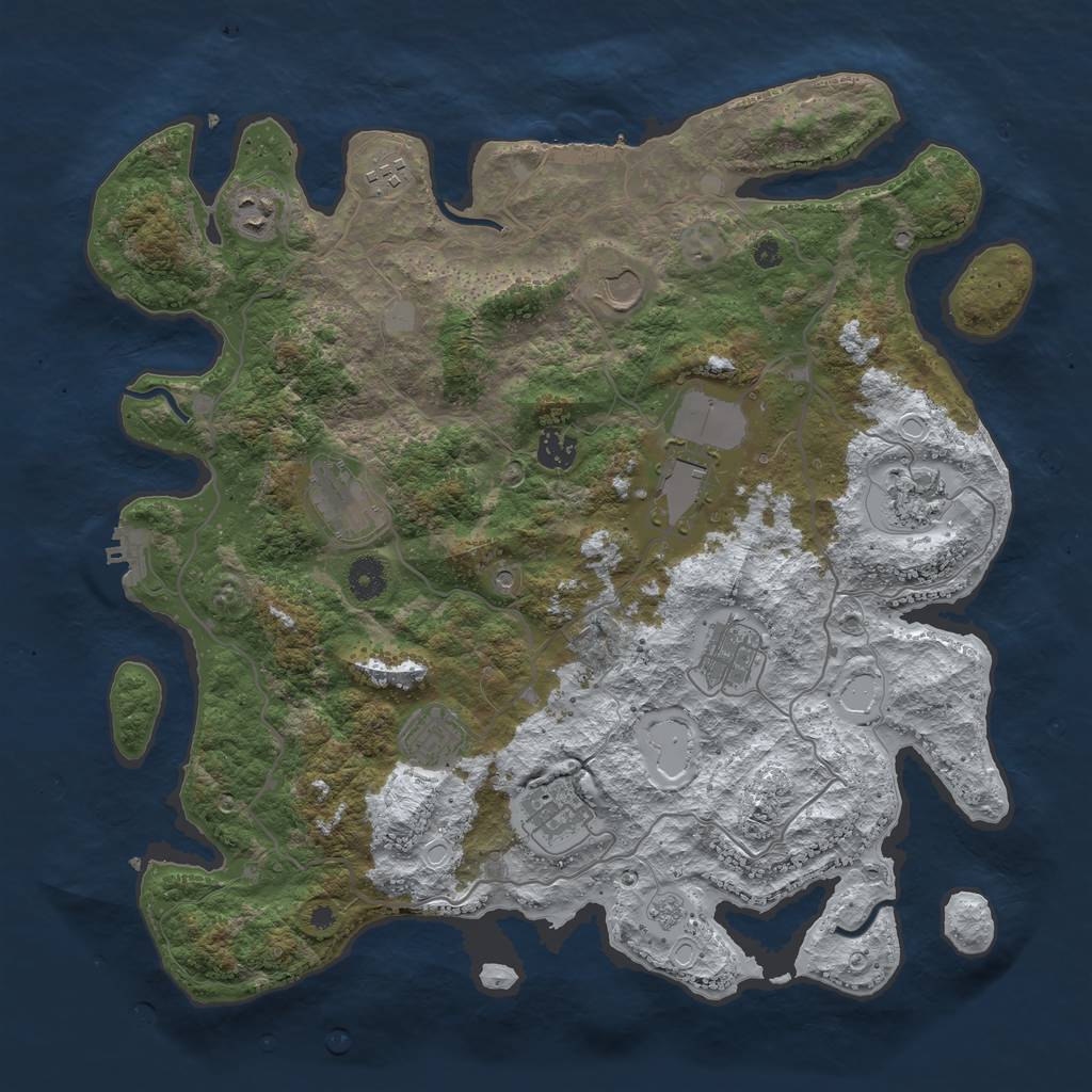 Rust Map: Procedural Map, Size: 4000, Seed: 771111473, 19 Monuments