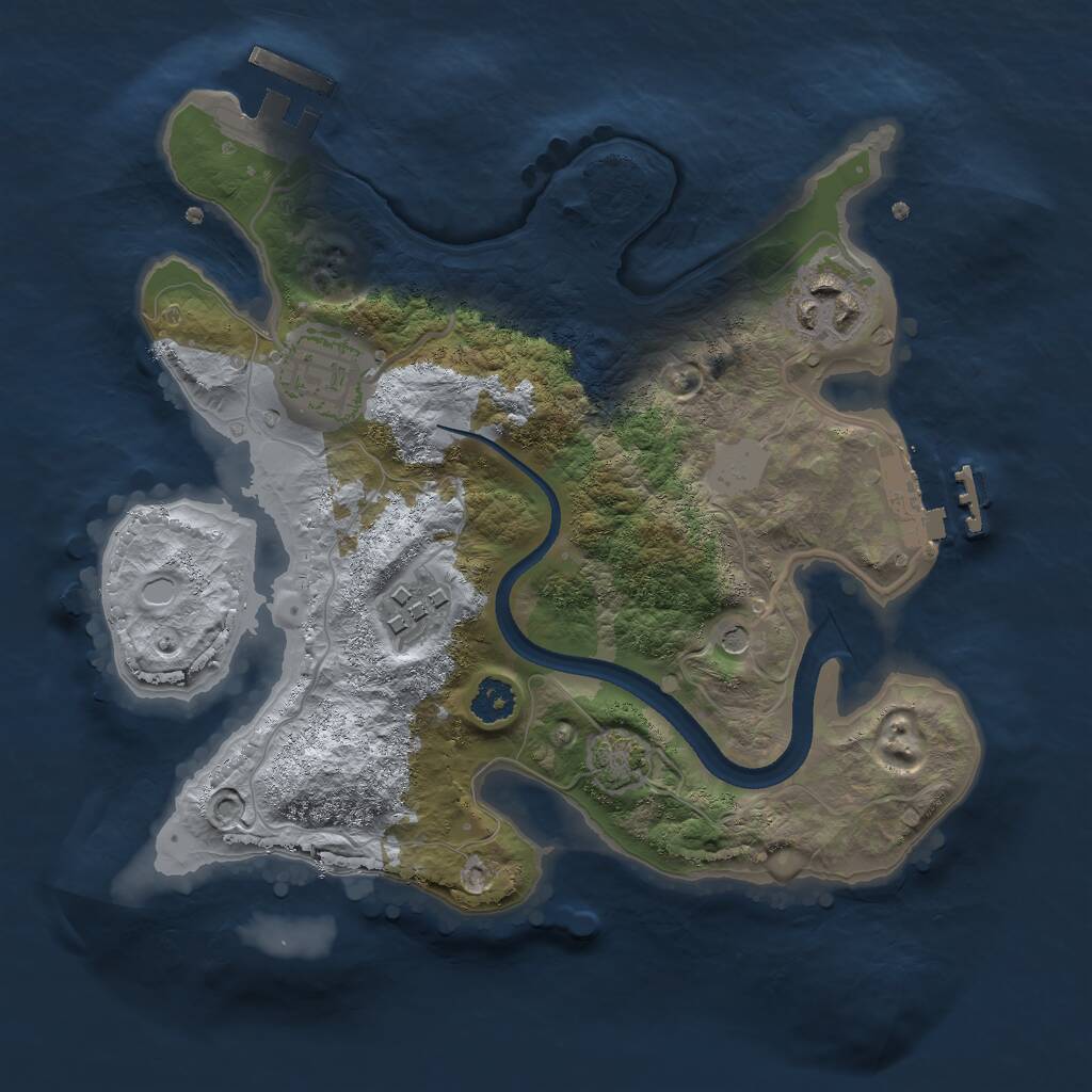 Rust Map: Procedural Map, Size: 2500, Seed: 1334567890, 8 Monuments