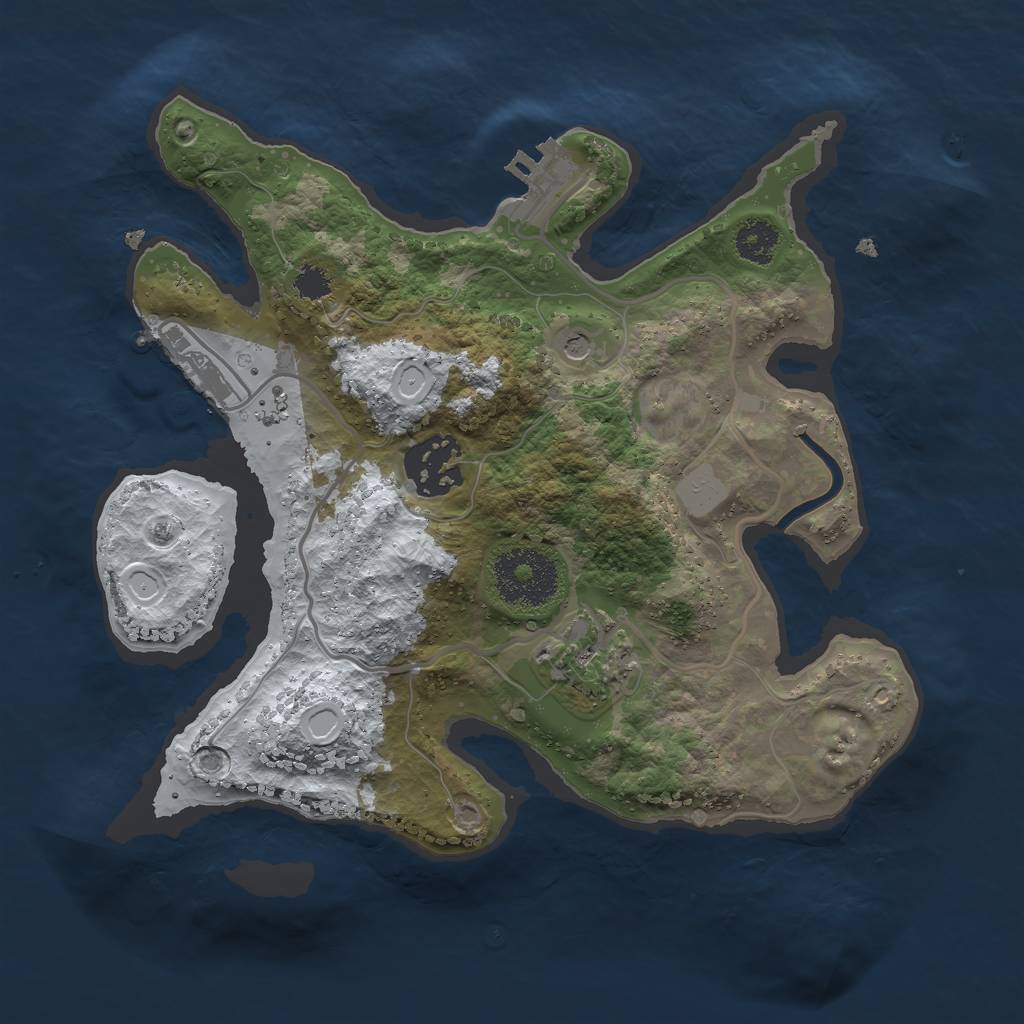 Rust Map: Procedural Map, Size: 2500, Seed: 1334567890, 10 Monuments