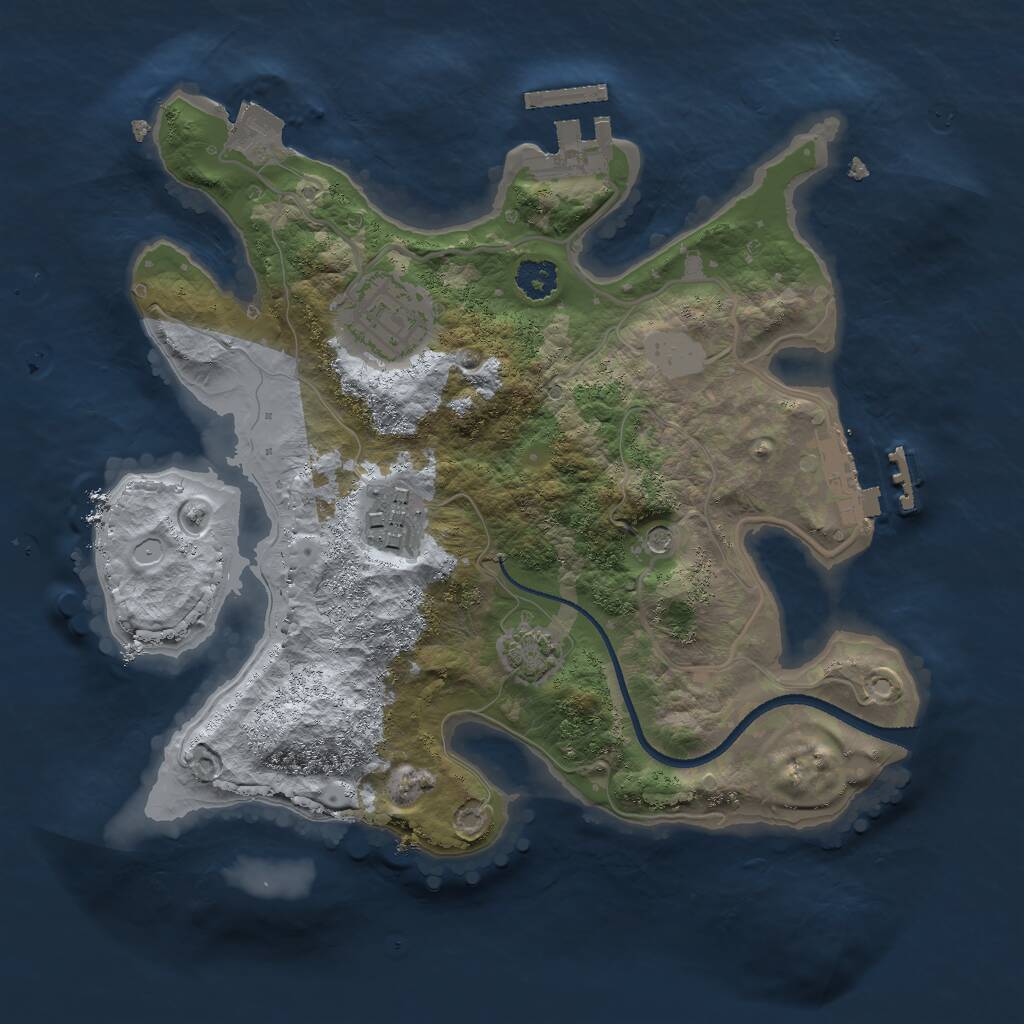 Rust Map: Procedural Map, Size: 2500, Seed: 1334567890, 7 Monuments