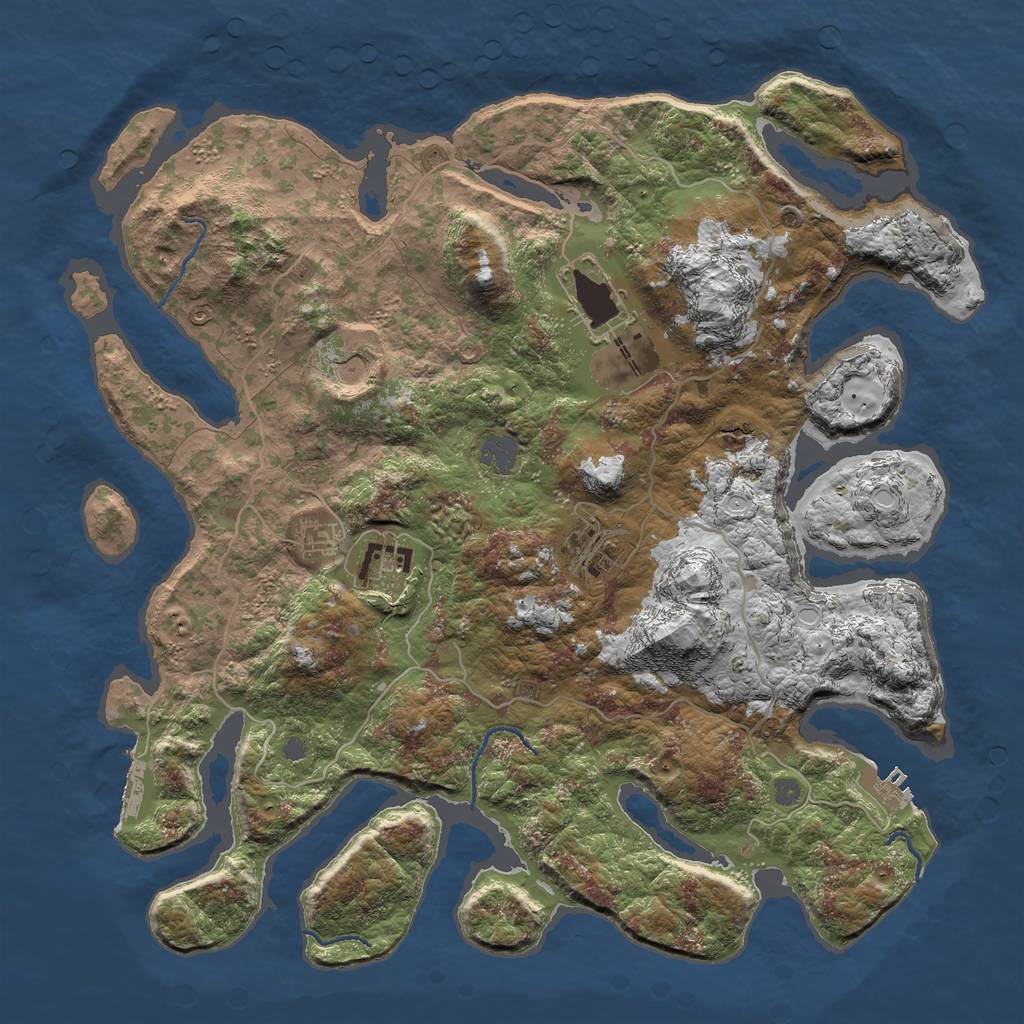 Rust Map: Procedural Map, Size: 4000, Seed: 968, 12 Monuments