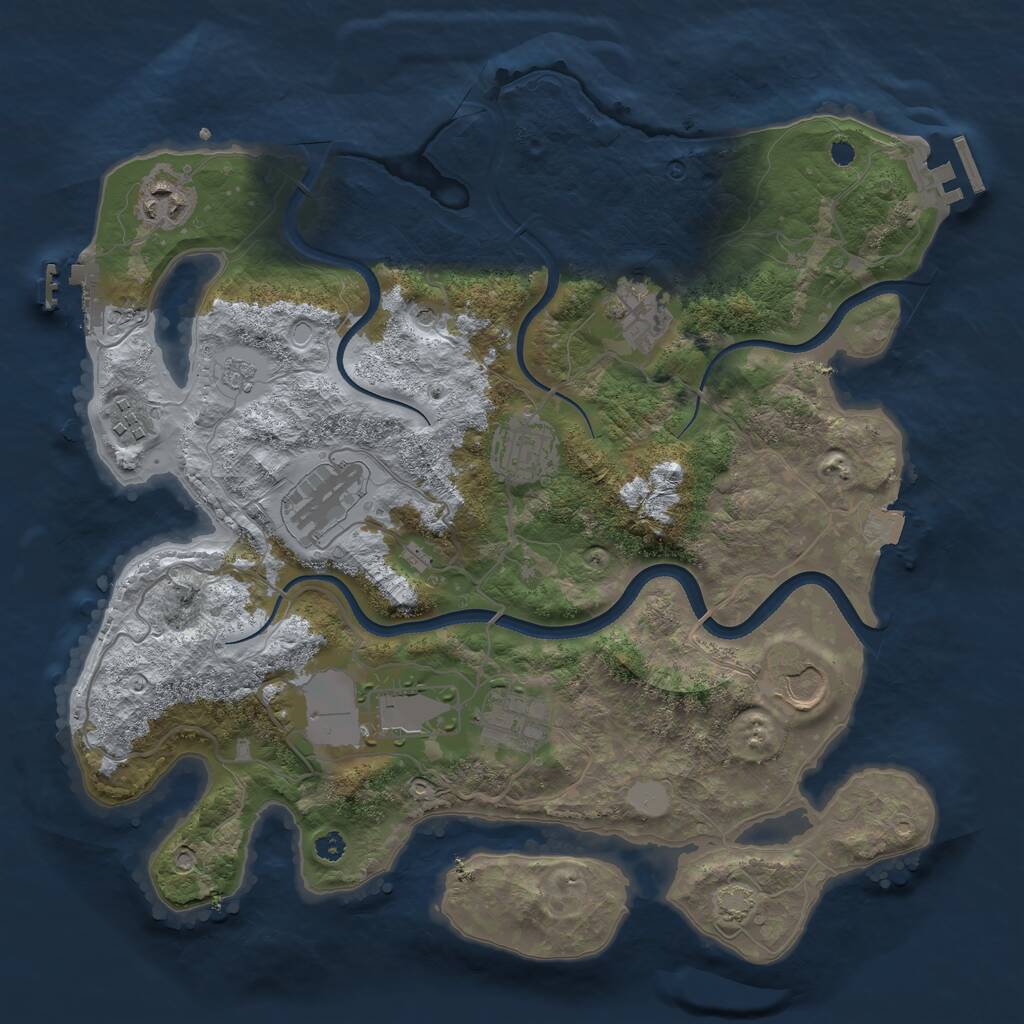 Rust Map: Procedural Map, Size: 3500, Seed: 2155731, 14 Monuments