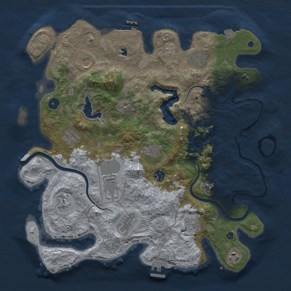 Rust Map: Procedural Map, Size: 4000, Seed: 18691, 17 Monuments