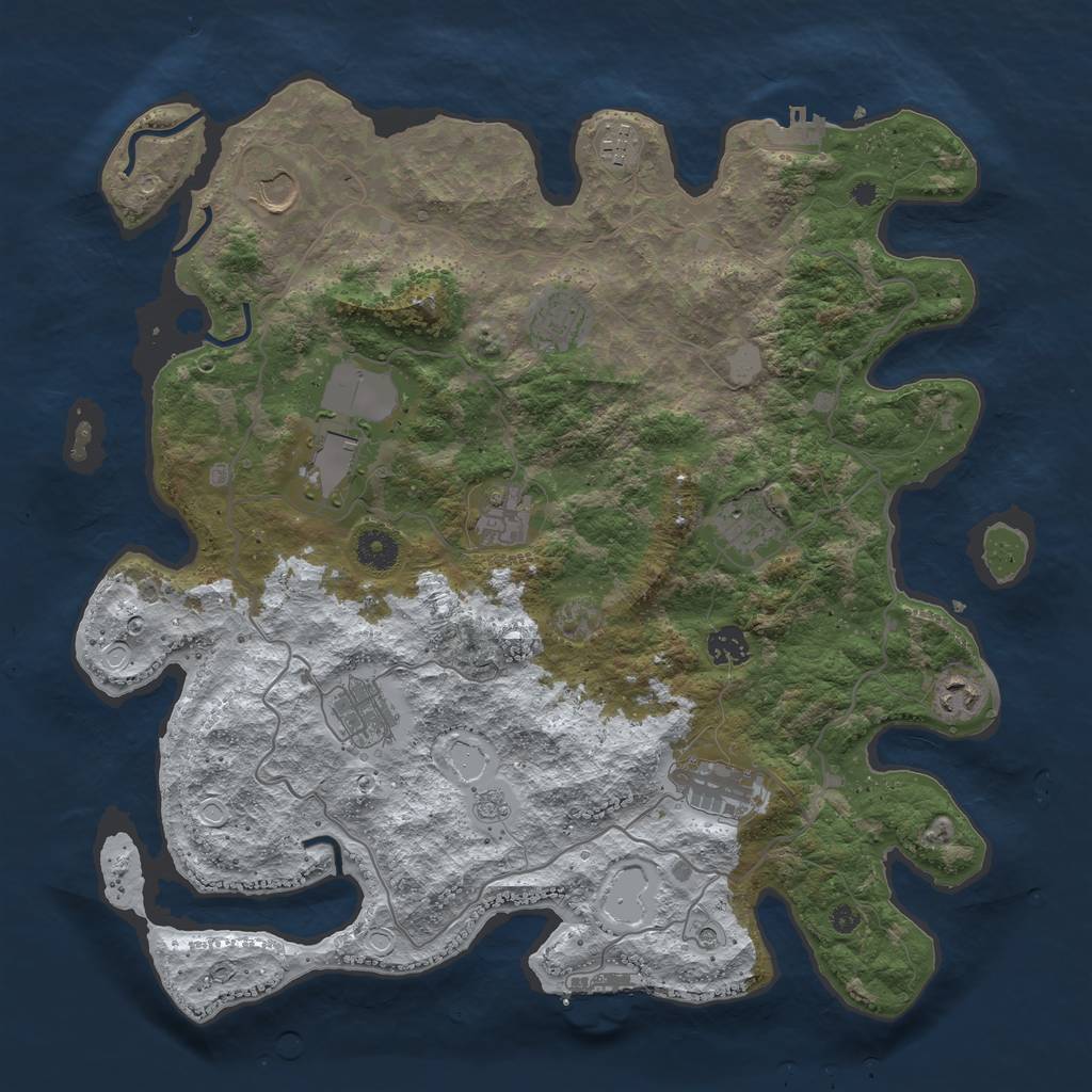 Rust Map: Procedural Map, Size: 4000, Seed: 18691, 19 Monuments