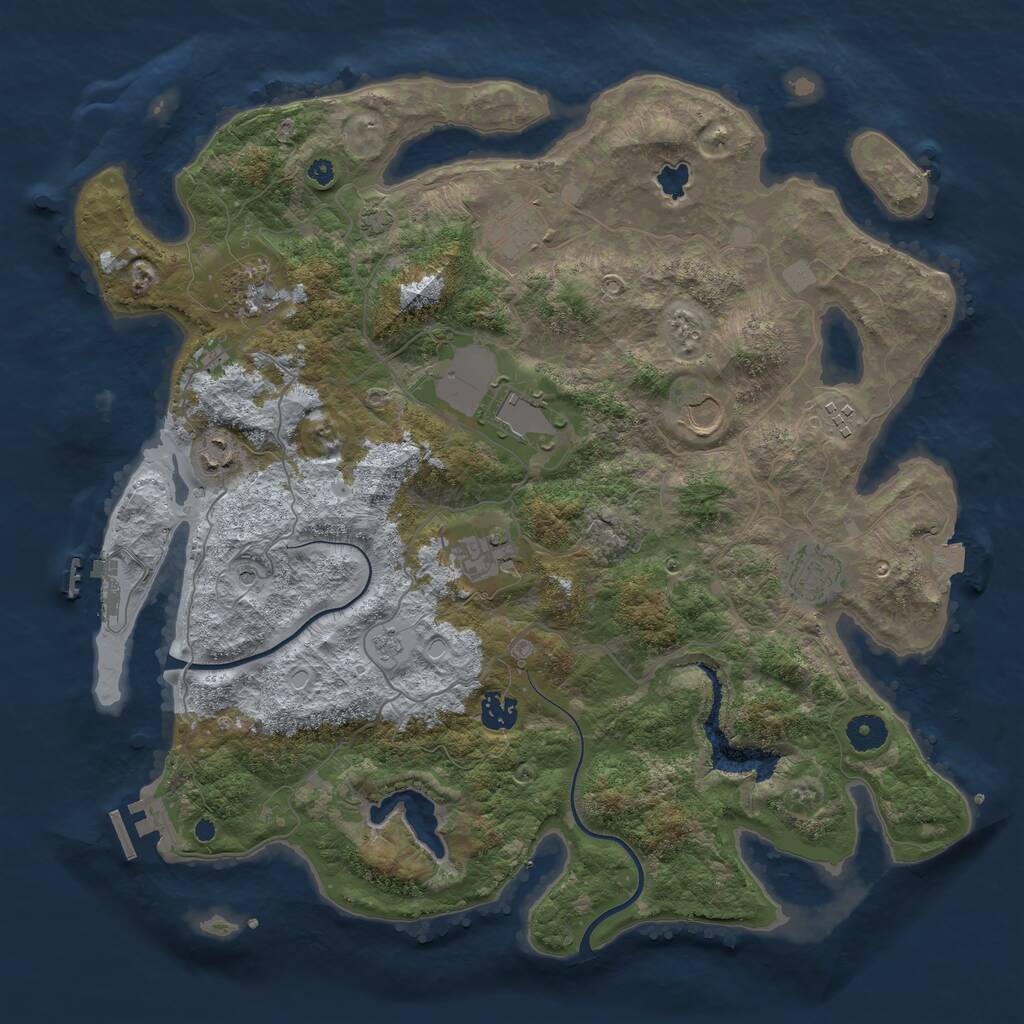 Rust Map: Procedural Map, Size: 4000, Seed: 11123, 15 Monuments