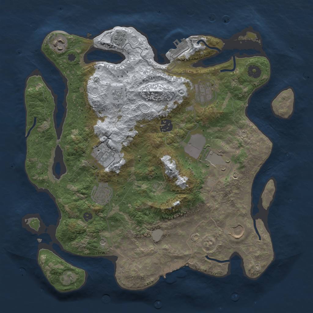 Rust Map: Procedural Map, Size: 3500, Seed: 736814, 17 Monuments