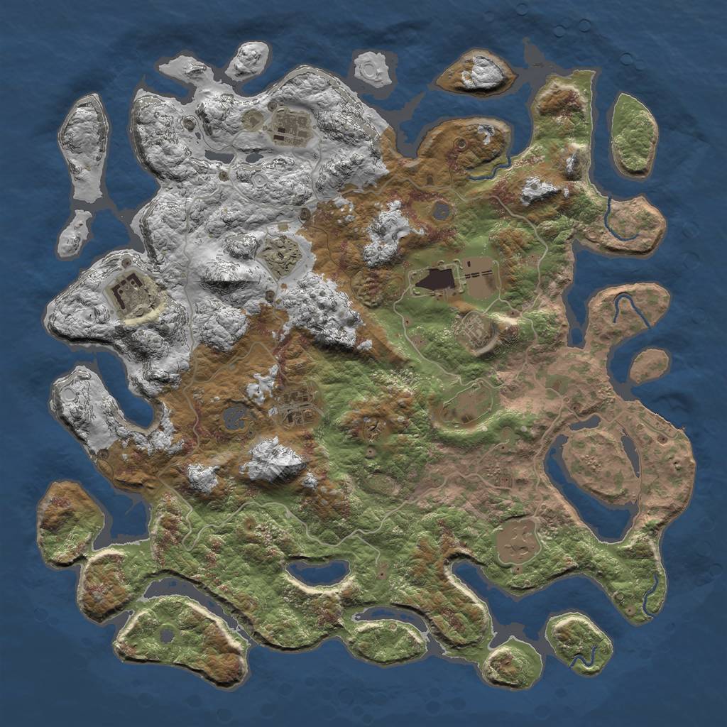 Rust Map: Procedural Map, Size: 4500, Seed: 7427507, 14 Monuments