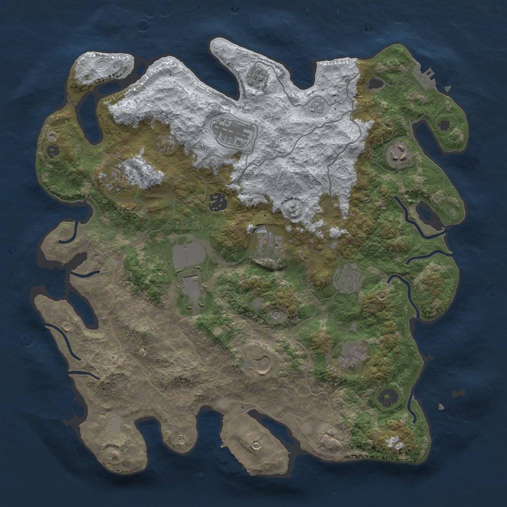 Rust Map: Procedural Map, Size: 4000, Seed: 2408382, 19 Monuments