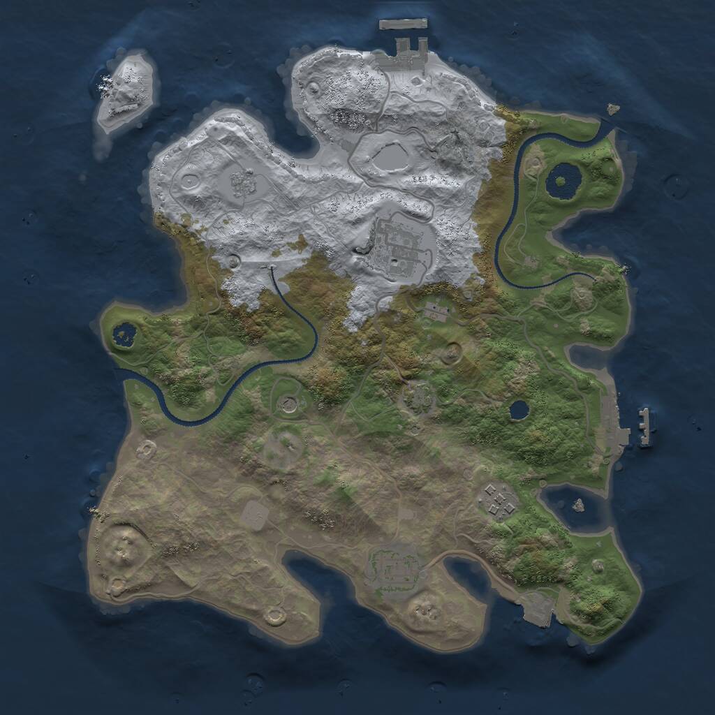 Rust Map: Procedural Map, Size: 3000, Seed: 3221989, 9 Monuments