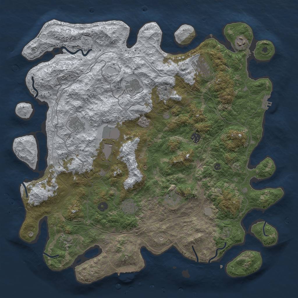 Rust Map: Procedural Map, Size: 4500, Seed: 929408, 19 Monuments