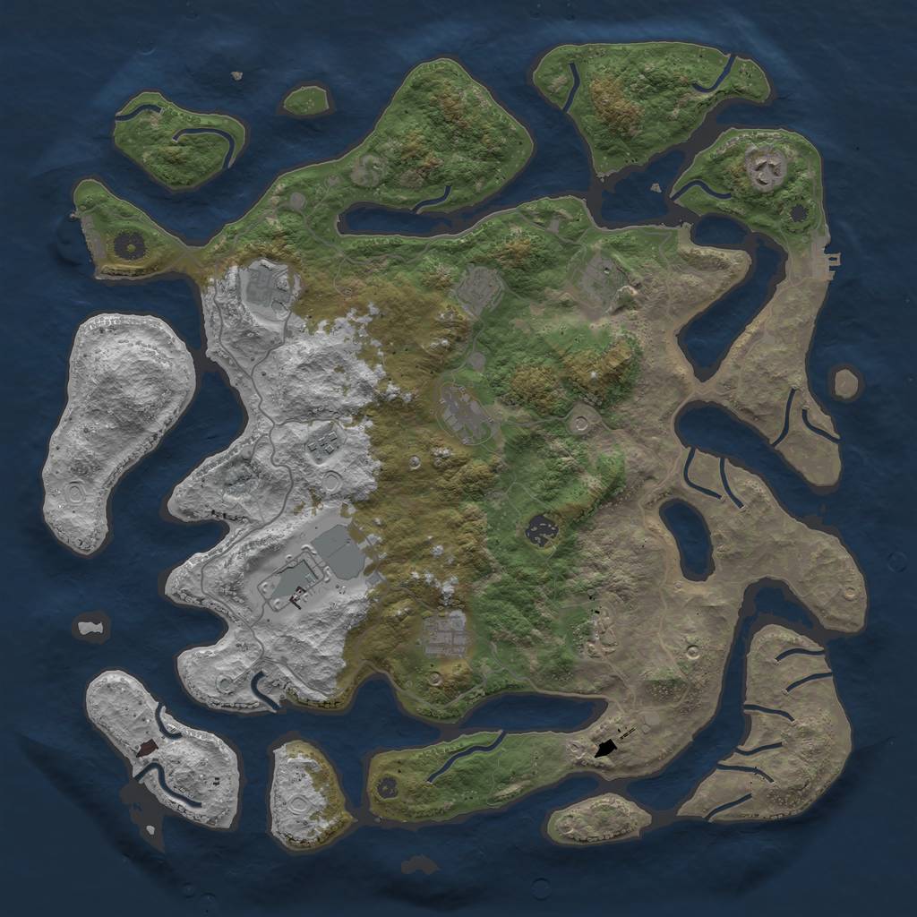 Rust Map: Procedural Map, Size: 4500, Seed: 1371188107, 18 Monuments