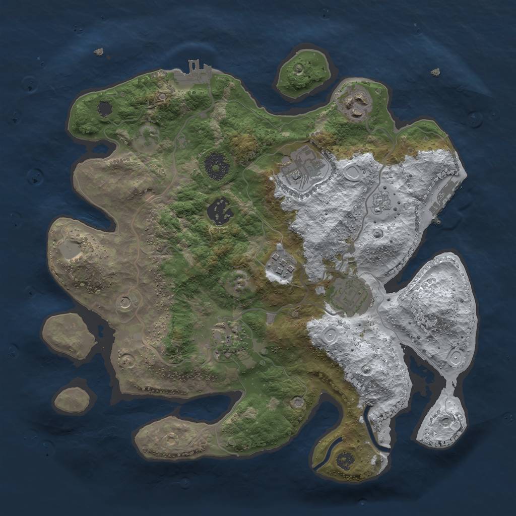 Rust Map: Procedural Map, Size: 3000, Seed: 2408422, 15 Monuments