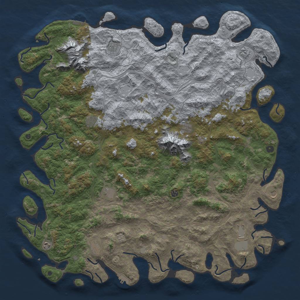 Rust Map: Procedural Map, Size: 6000, Seed: 836429081, 20 Monuments