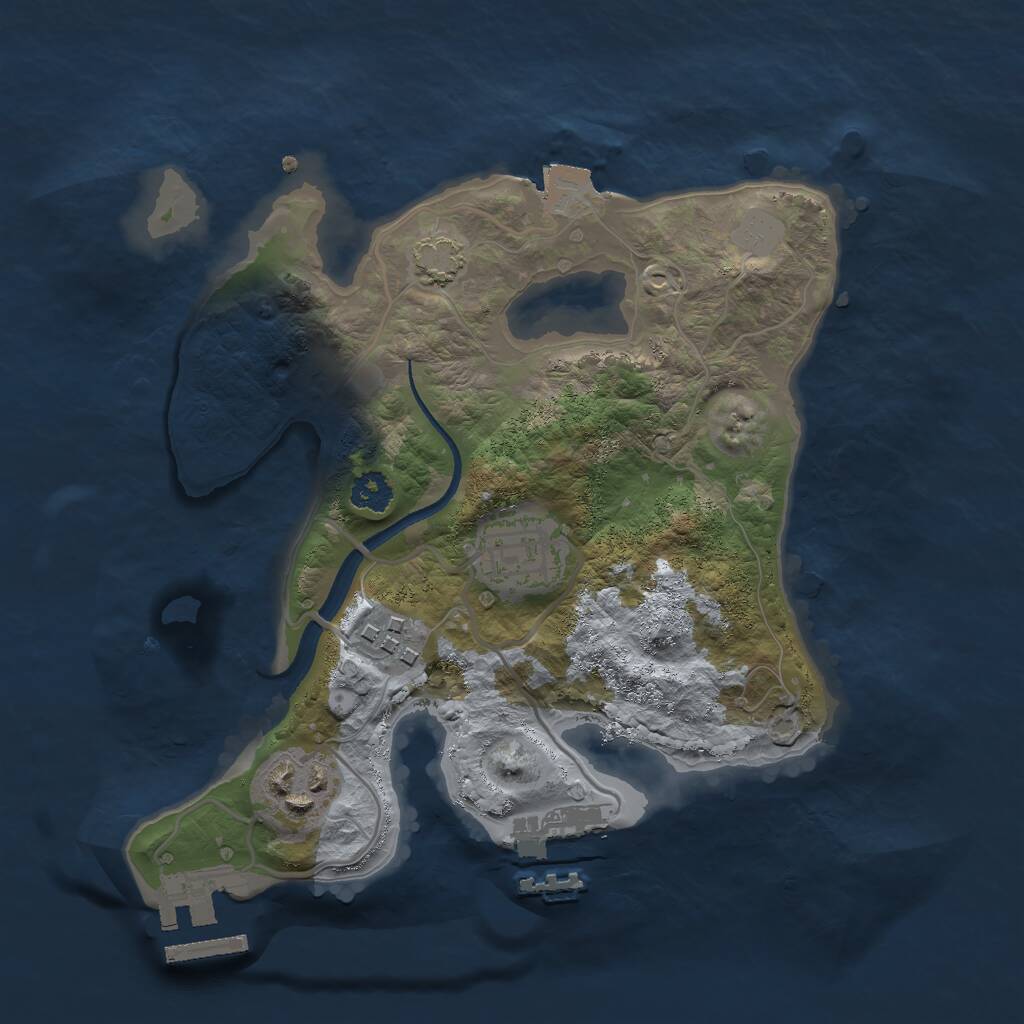 Rust Map: Procedural Map, Size: 2500, Seed: 859471, 7 Monuments
