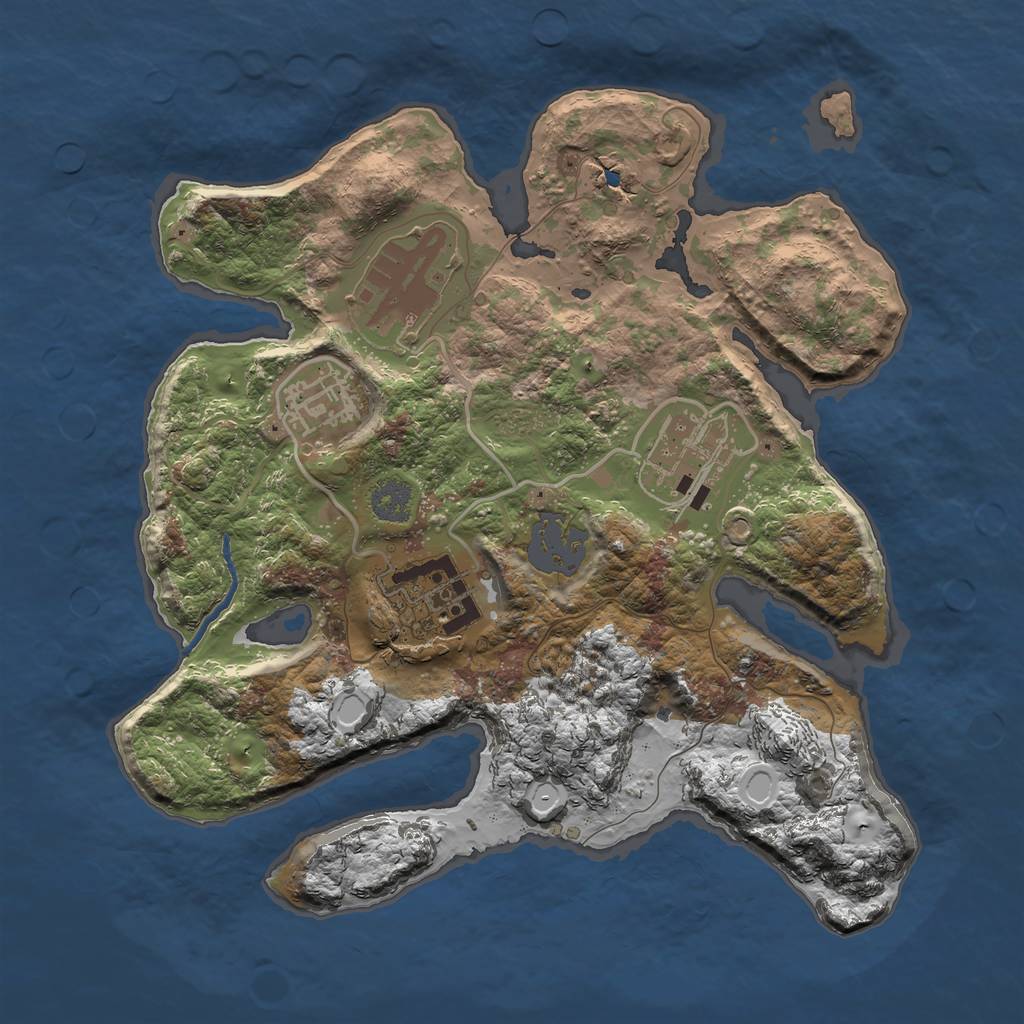 Rust Map: Procedural Map, Size: 2500, Seed: 859471, 9 Monuments