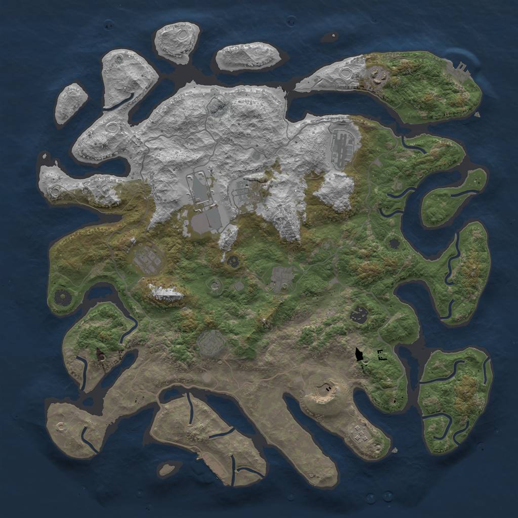 Rust Map: Procedural Map, Size: 4500, Seed: 2381630, 21 Monuments
