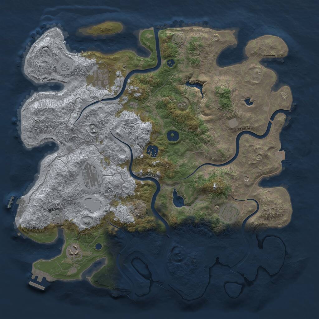Rust Map: Procedural Map, Size: 4000, Seed: 8765309, 12 Monuments