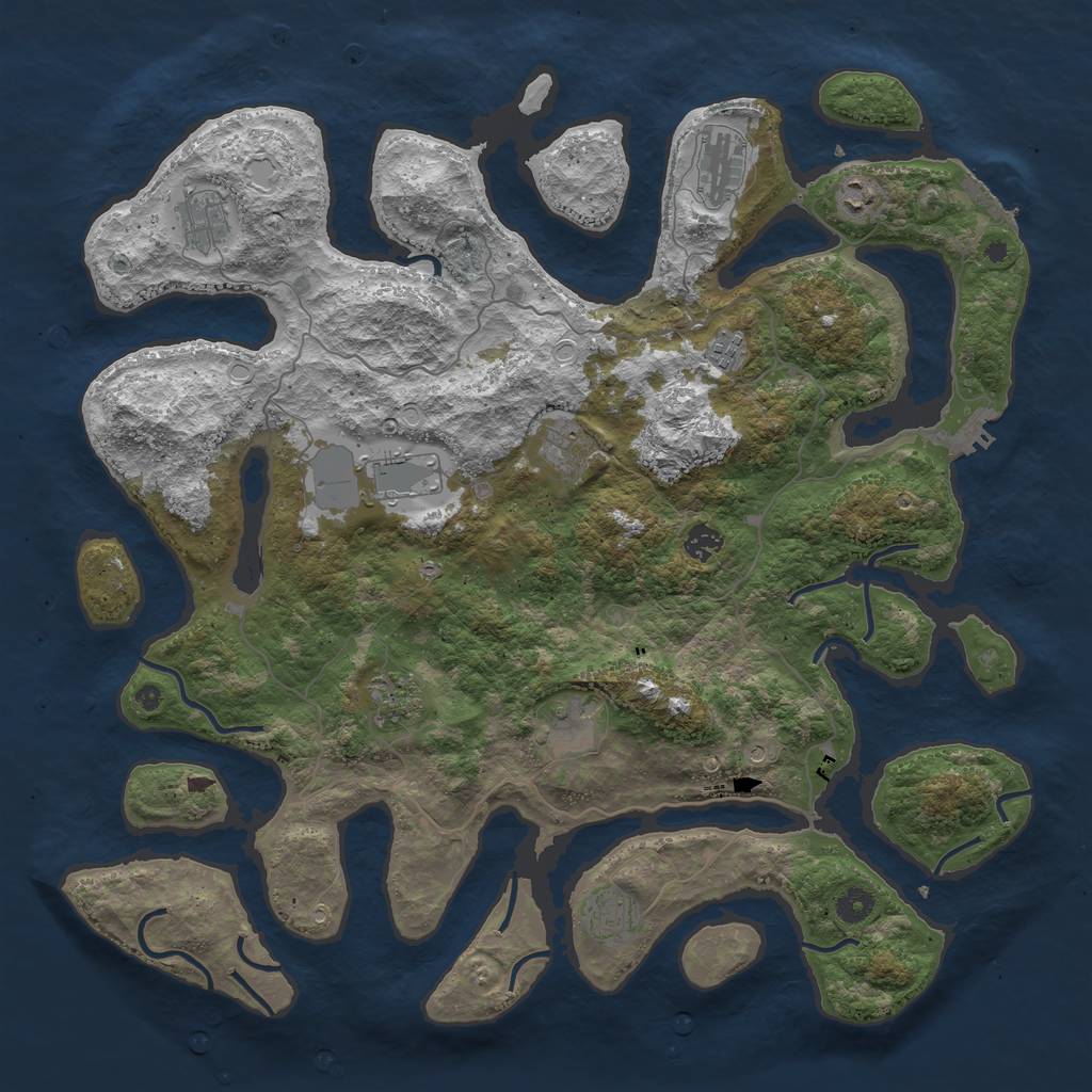 Rust Map: Procedural Map, Size: 4500, Seed: 1186225424, 18 Monuments