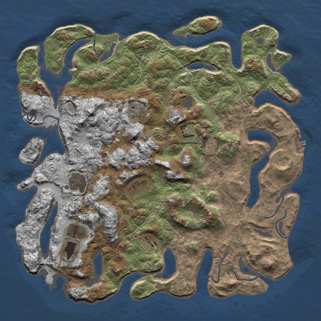 Rust Map: Procedural Map, Size: 4500, Seed: 412214, 14 Monuments