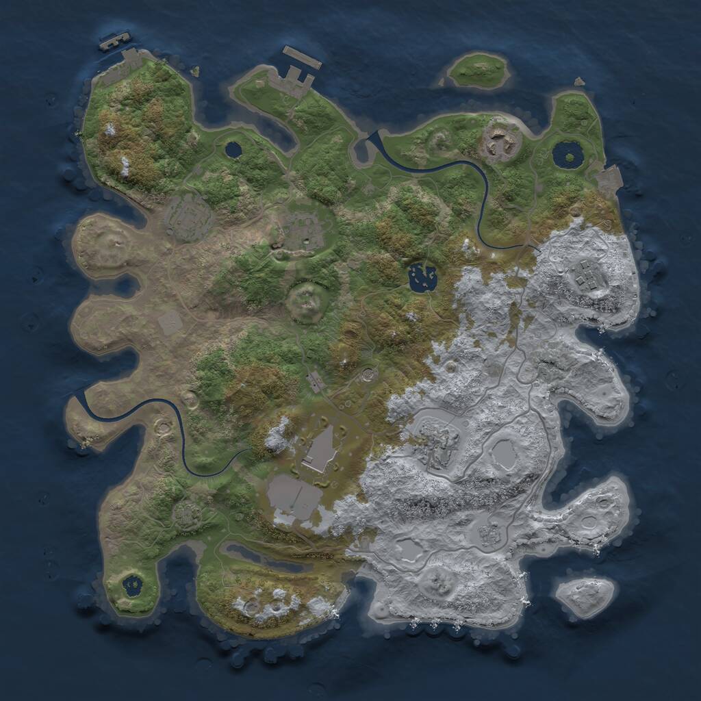 Rust Map: Procedural Map, Size: 3500, Seed: 2130598635, 13 Monuments