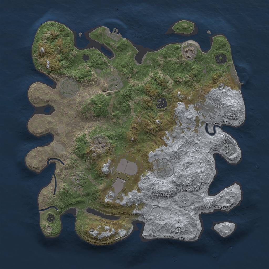 Rust Map: Procedural Map, Size: 3500, Seed: 2130598635, 15 Monuments