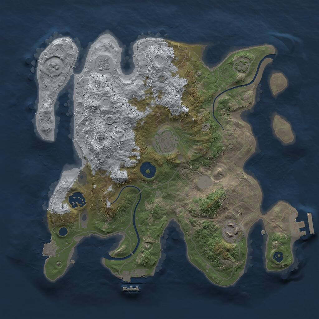 Rust Map: Procedural Map, Size: 3000, Seed: 340736756, 8 Monuments