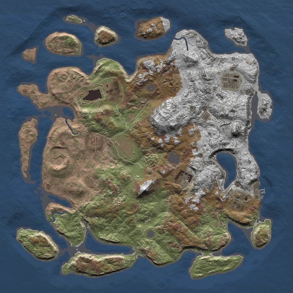 Rust Map: Procedural Map, Size: 3750, Seed: 795102069, 14 Monuments