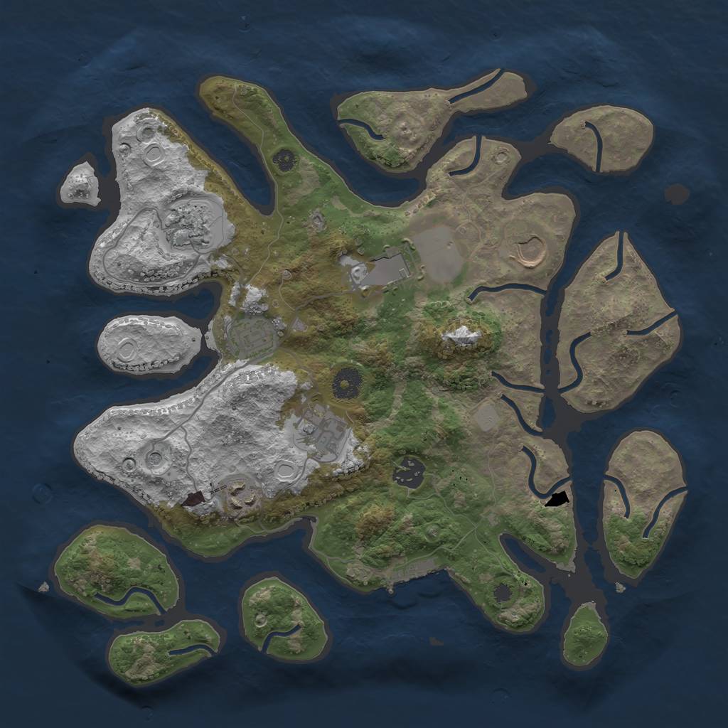 Rust Map: Procedural Map, Size: 3500, Seed: 331338078, 14 Monuments