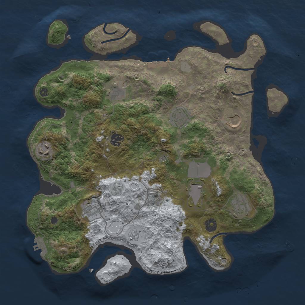 Rust Map: Procedural Map, Size: 3500, Seed: 34554, 17 Monuments