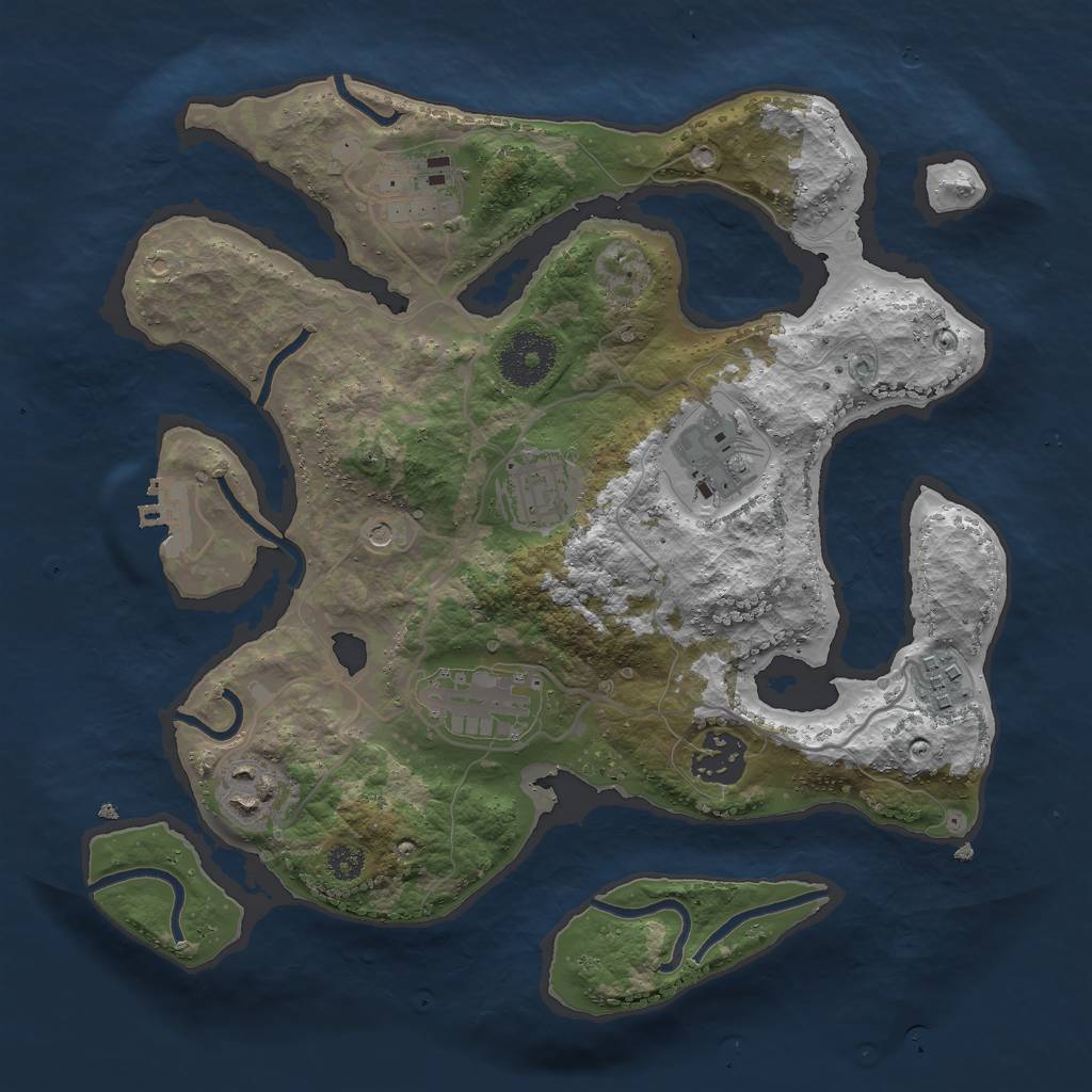 Rust Map: Procedural Map, Size: 3000, Seed: 44433, 11 Monuments