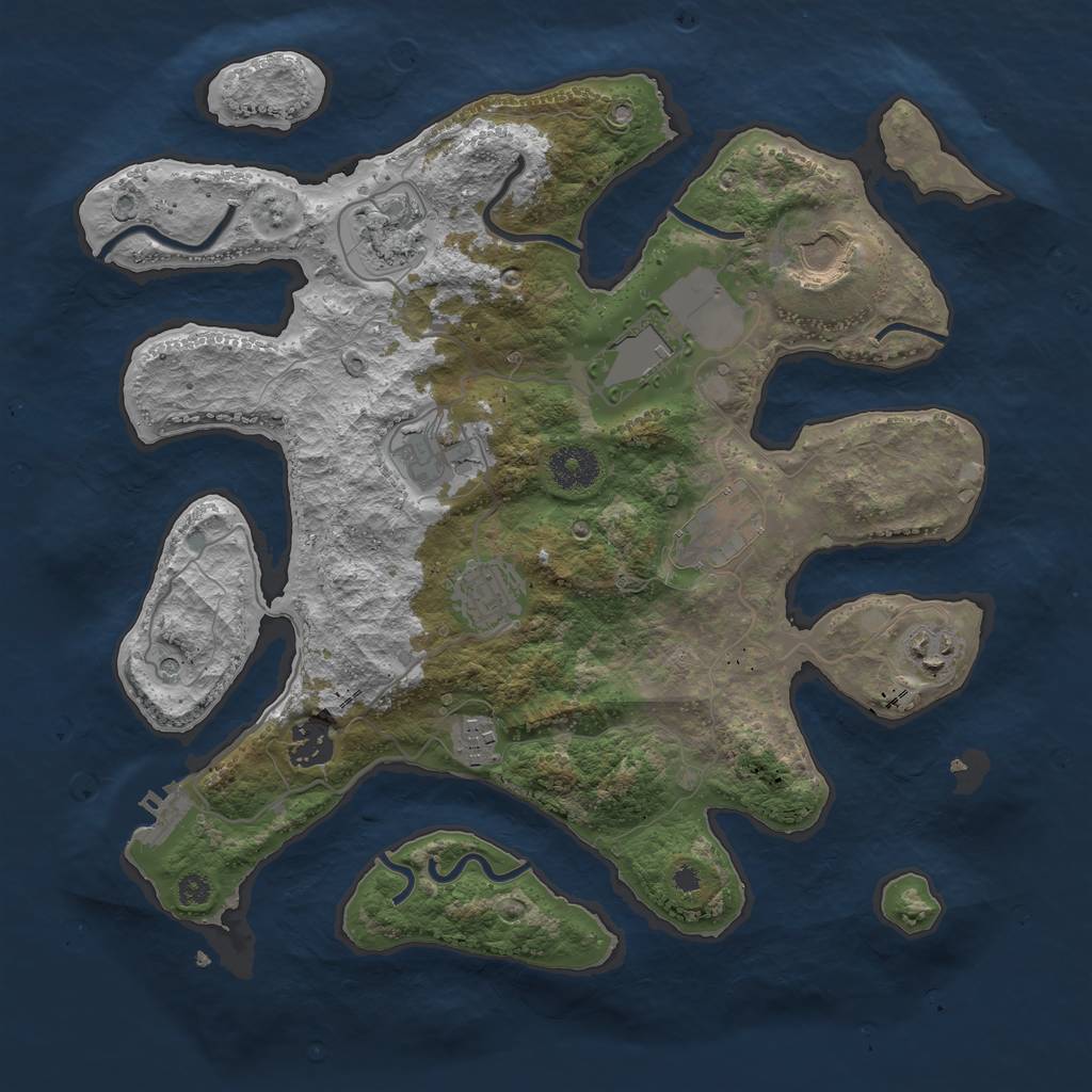 Rust Map: Procedural Map, Size: 3500, Seed: 1330530778, 13 Monuments