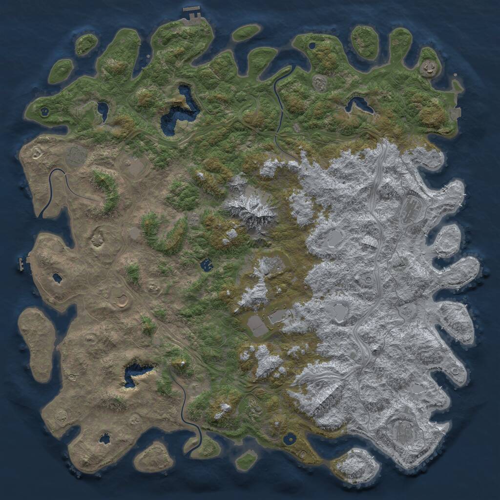 Rust Map: Procedural Map, Size: 6000, Seed: 1694948045, 17 Monuments