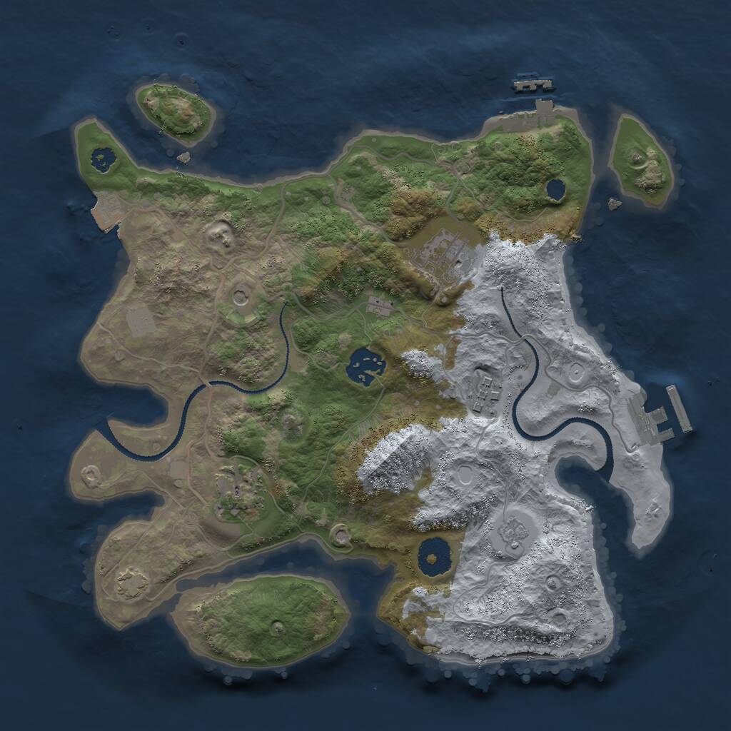 Rust Map: Procedural Map, Size: 3000, Seed: 13683291, 10 Monuments