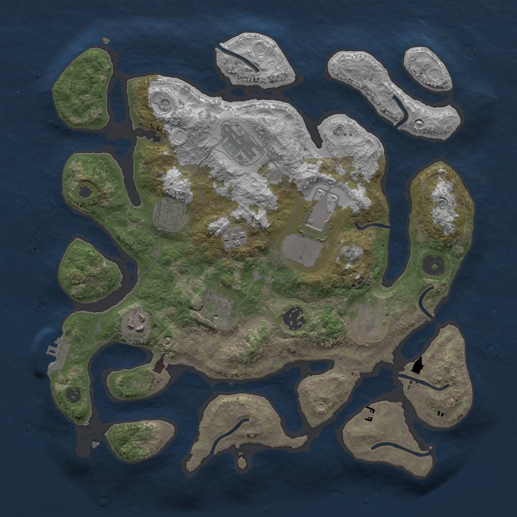 Rust Map: Procedural Map, Size: 3500, Seed: 93069372, 15 Monuments