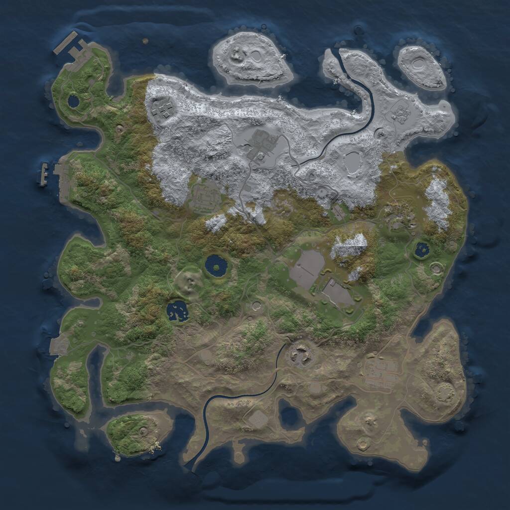 Rust Map: Procedural Map, Size: 3500, Seed: 93069372, 14 Monuments
